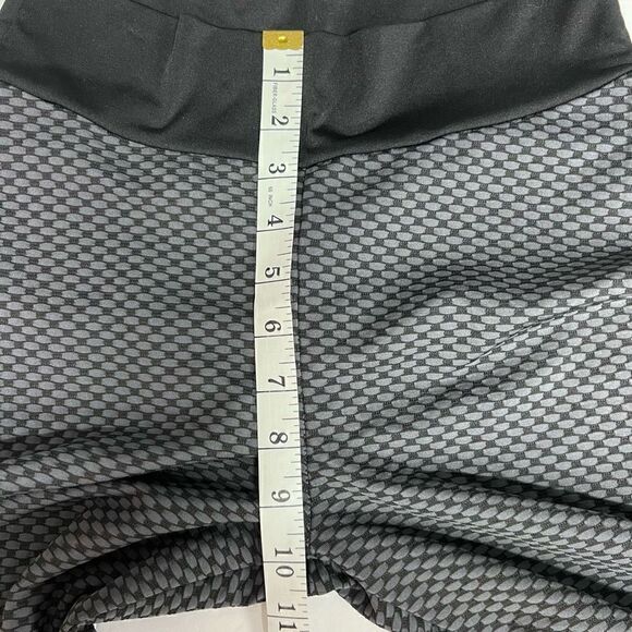 Yoga Pants Leggings Black Grey Basket Weave Pattern Junior Medium - Picture 4 of 9
